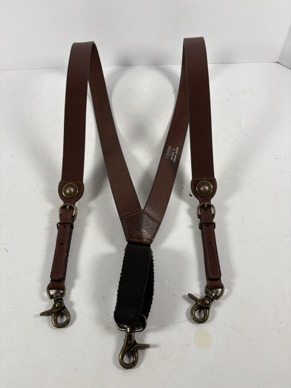 Nocona XL Genuine Leather Western Suspenders 12 Gauge Conchos Brown